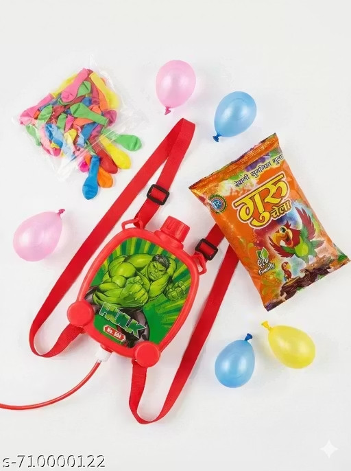 Holi Combo Set | 400ml Water Tank Pichkari with Gulal & 100 Water Balloons