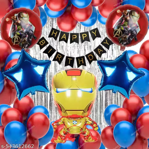 superheros marvel iron man birthday decoration avengers theme combo kit banner balloons 38 pcs with banner curtains star for boys girls adults