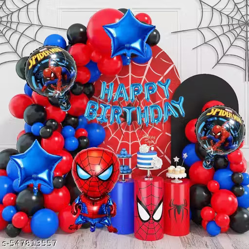 Super Hero Birthday Party Decoration Set, Balloon Arch Kit Happy Birthday Banner | Red and Blue Theme | Super Hero Theme Decorative Items | 69 Pcs