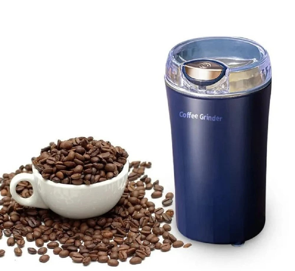 Portable Electric Coffee Grinder Spice & Coffee Bean Grinder Stainless Steel 4 Blade Mixer Grinder for Masala & Herb Push Button Control Durable Grinding Machine for Dry Item (Medium)